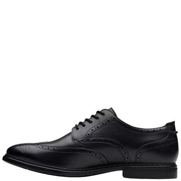 CLARKS  MENS  SHOE - BLACK LEATHER